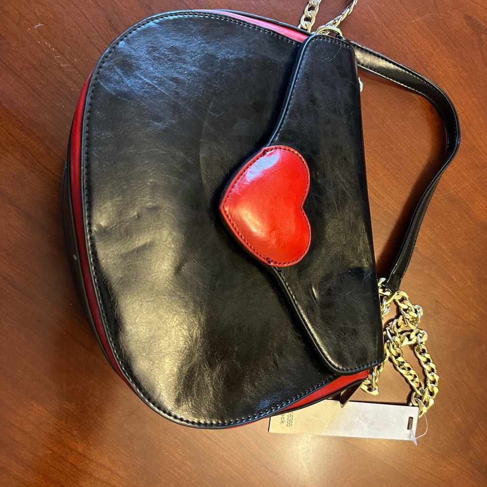 Pink Haley Black Crossbody Bag with Red Heart Accent, New with Tags, So Pretty!